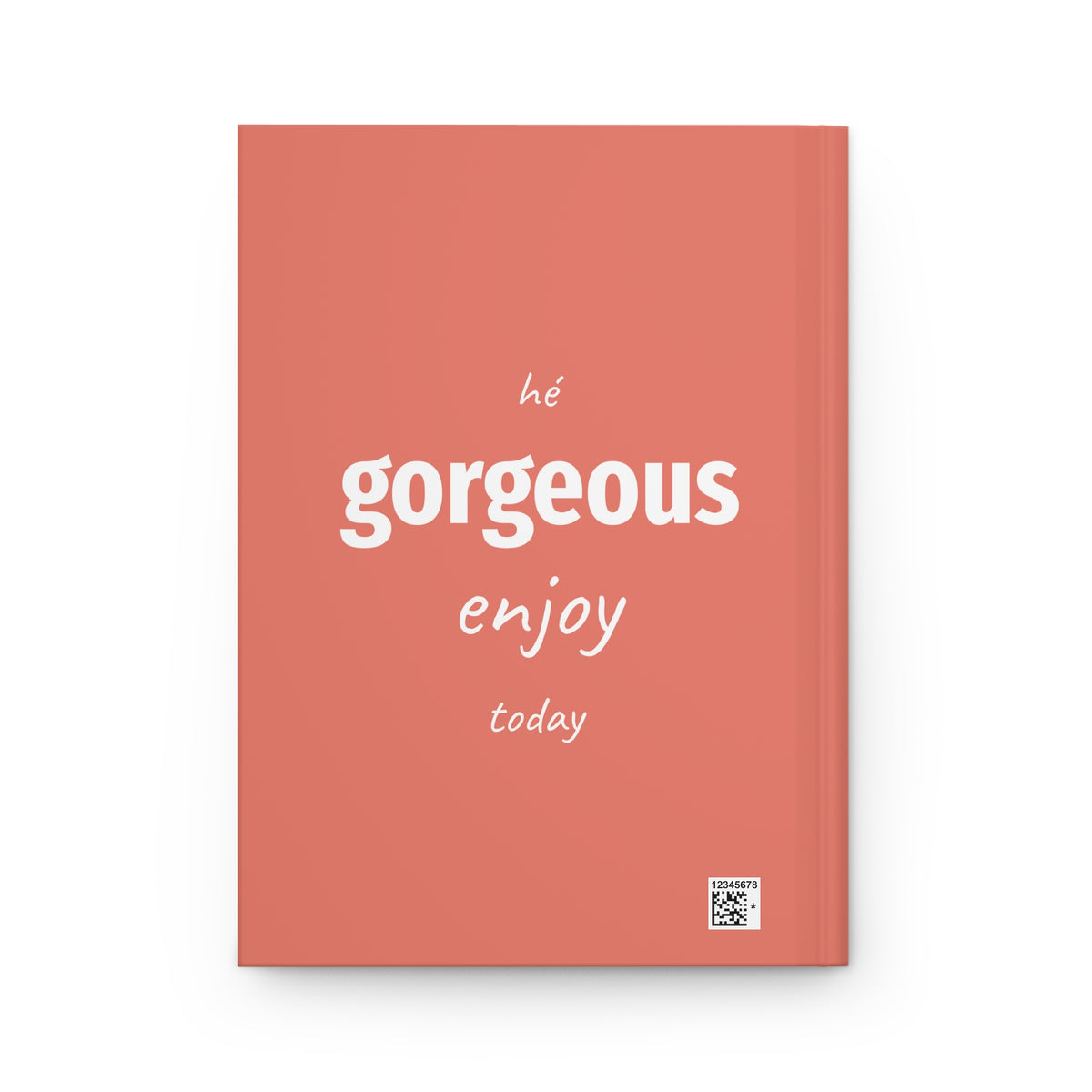 Back cover of the coral Freaking Beautiful journal with a white gorgeous message