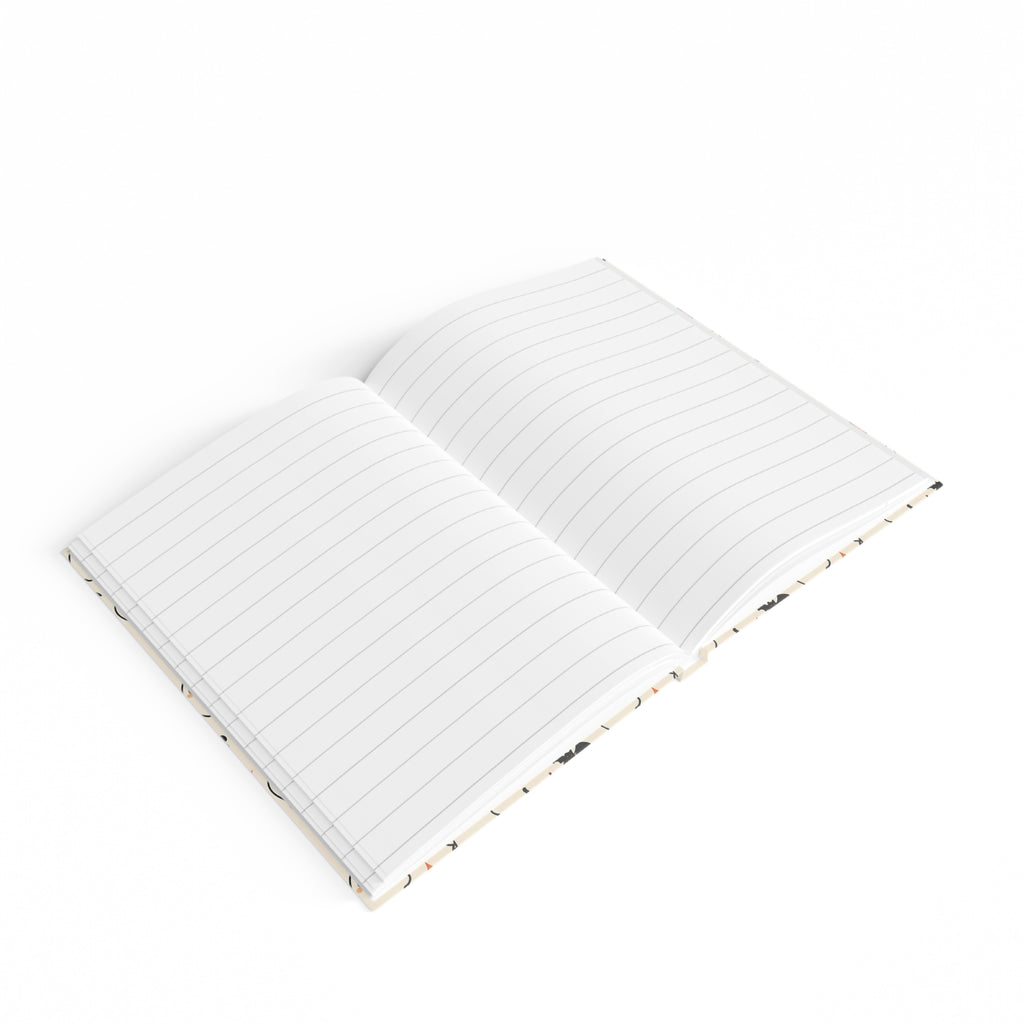 Ditsy Ghost cute Halloween journal on cream, 5x7 ruled hardcover notebook — photo 7