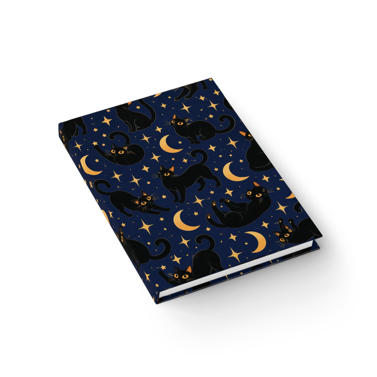 Cats and Moon midnight-blue celestial journal, 5x7 ruled hardcover notebook — photo 4