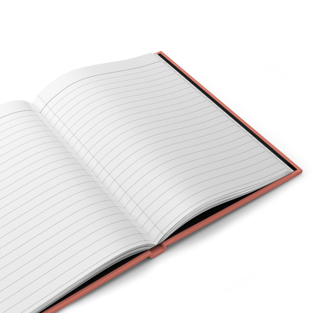 Coral Freaking Beautiful journal lying open, showing lined pages and lay-flat binding