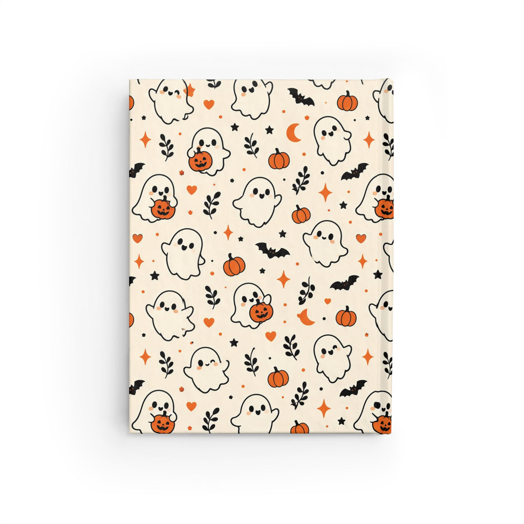Ditsy Ghost cute Halloween journal on cream, 5x7 ruled hardcover notebook — photo 3