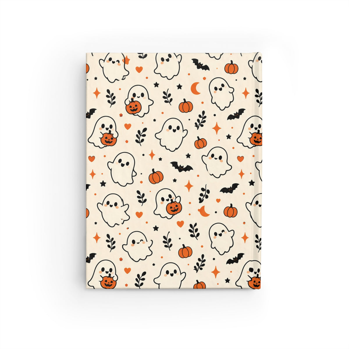 Ditsy Ghost cute Halloween journal on cream, 5x7 ruled hardcover notebook — photo 3