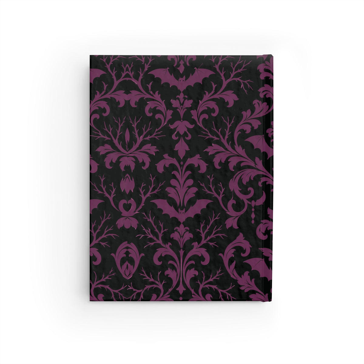 Gothic Damask with Bats black and plum journal, 5x7 ruled dark academia notebook — photo 3
