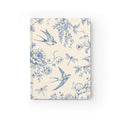 Toile de Jouy journal with blue swallows, dragonflies, peonies, roses and wisteria on a cream hardcover