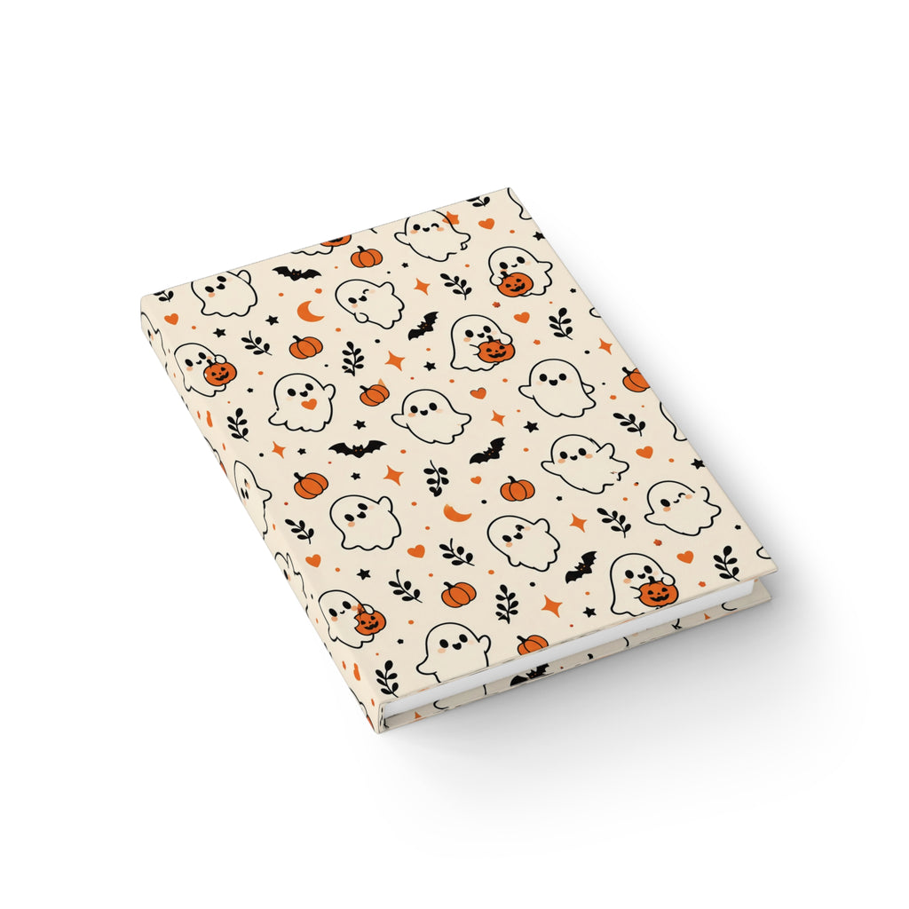 Ditsy Ghost cute Halloween journal on cream, 5x7 ruled hardcover notebook — photo 6