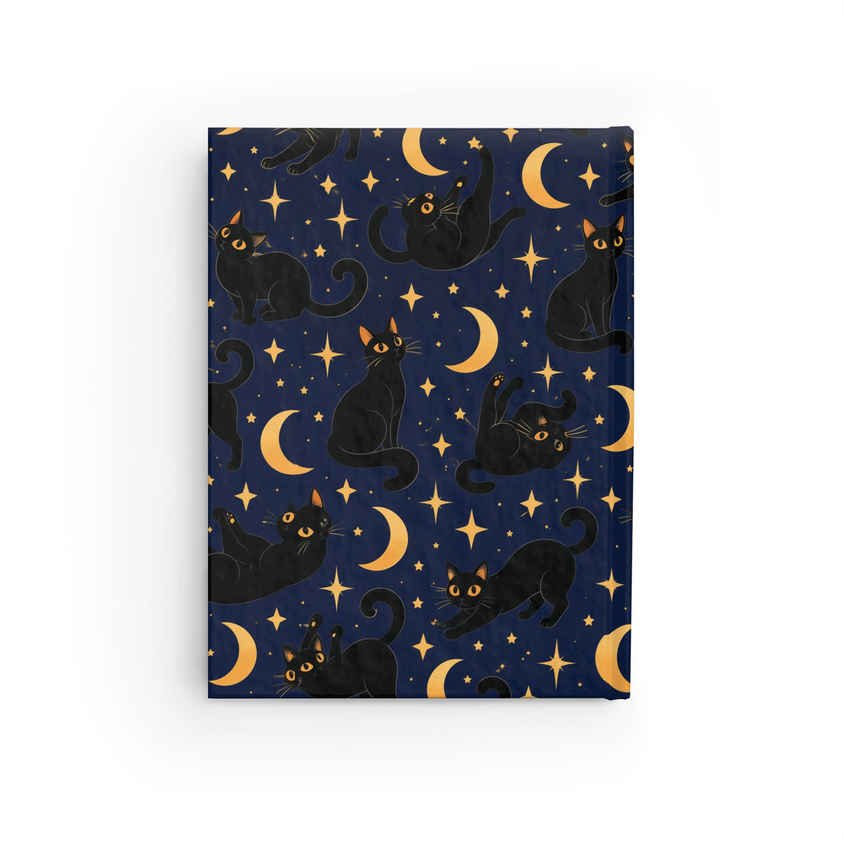 Cats and Moon midnight-blue celestial journal, 5x7 ruled hardcover notebook — photo 3