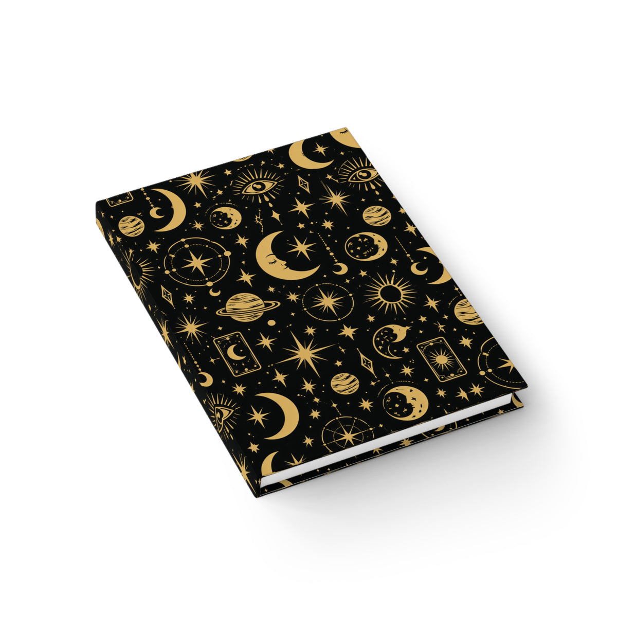 Celestial Mystic hardcover journal lying closed at an angle, showing its compact 5x7 size