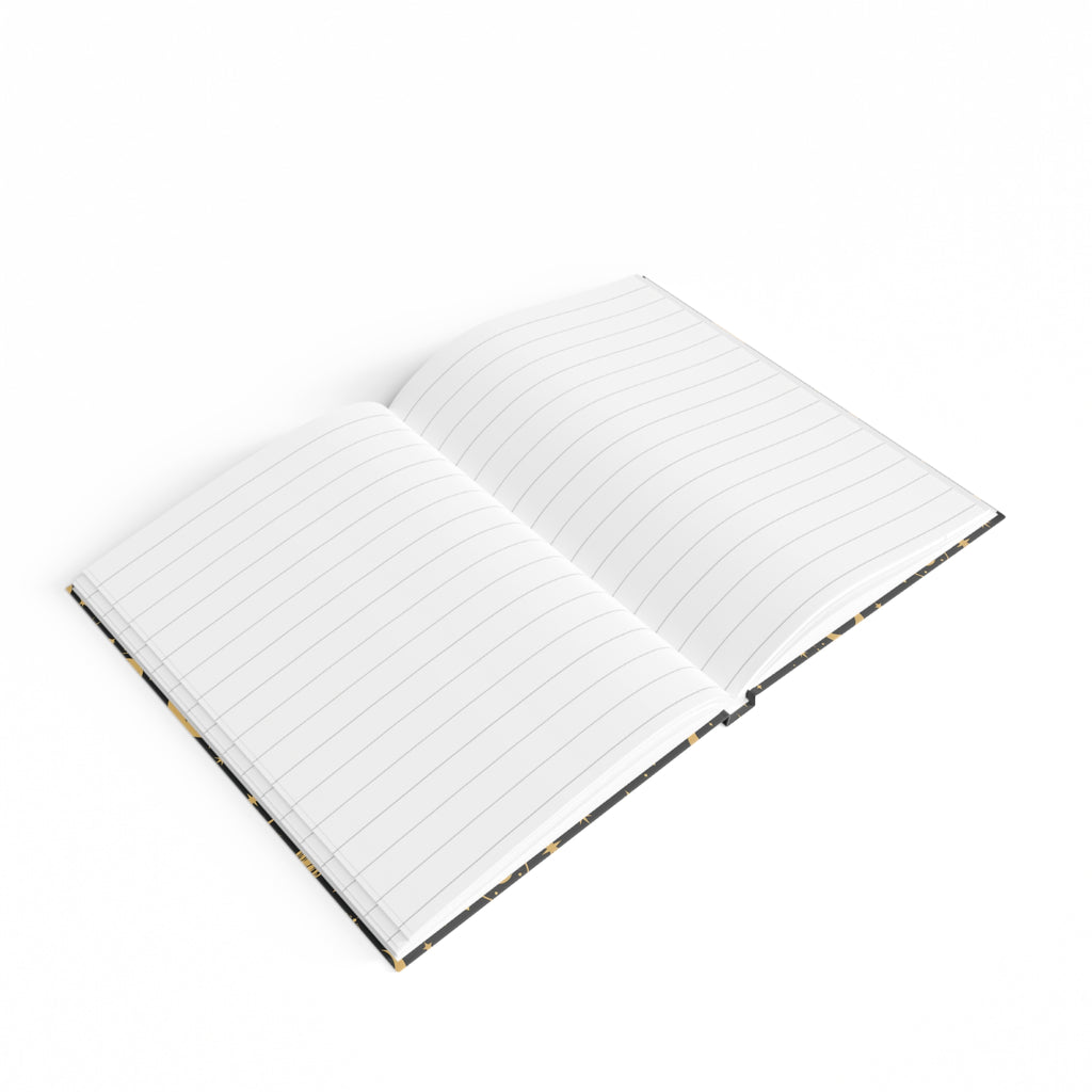 Celestial Mystic journal lying open, showing ruled pages and lay-flat casewrap binding