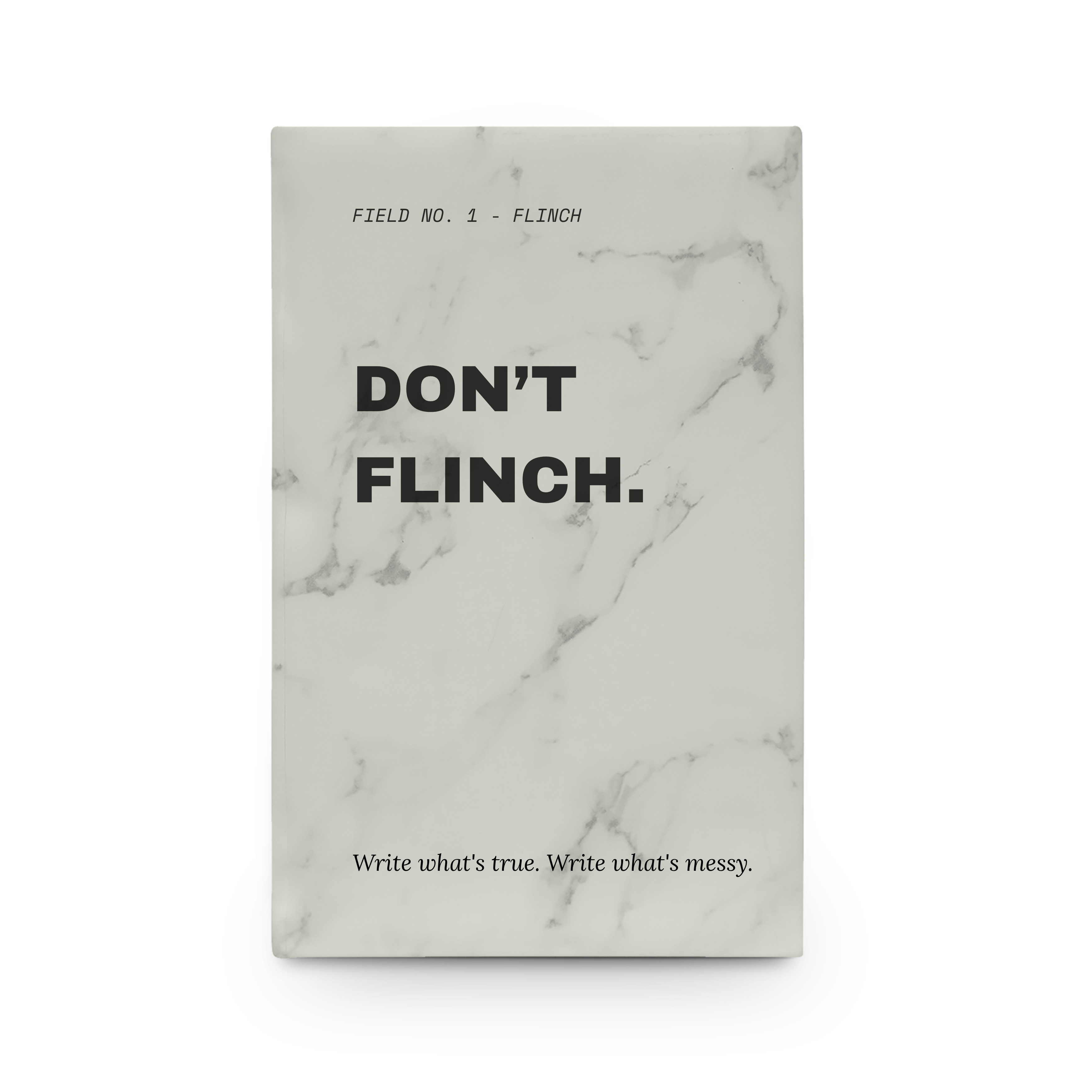 Don't Flinch leather journal in Bamboo and Black colorway, natural tone notebook gift