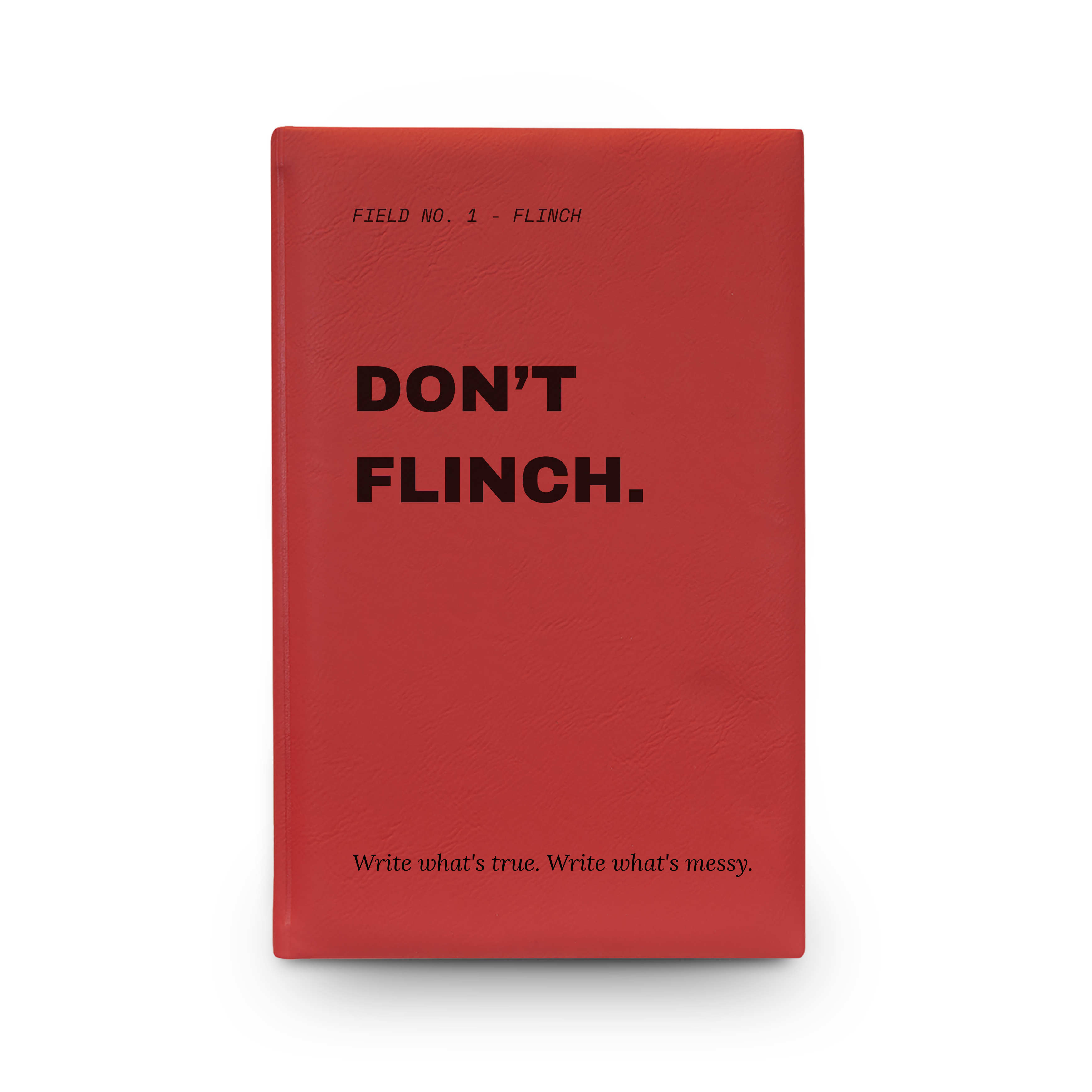 Don't Flinch leather journal in Rustic and Gold colorway with gold engraving finish