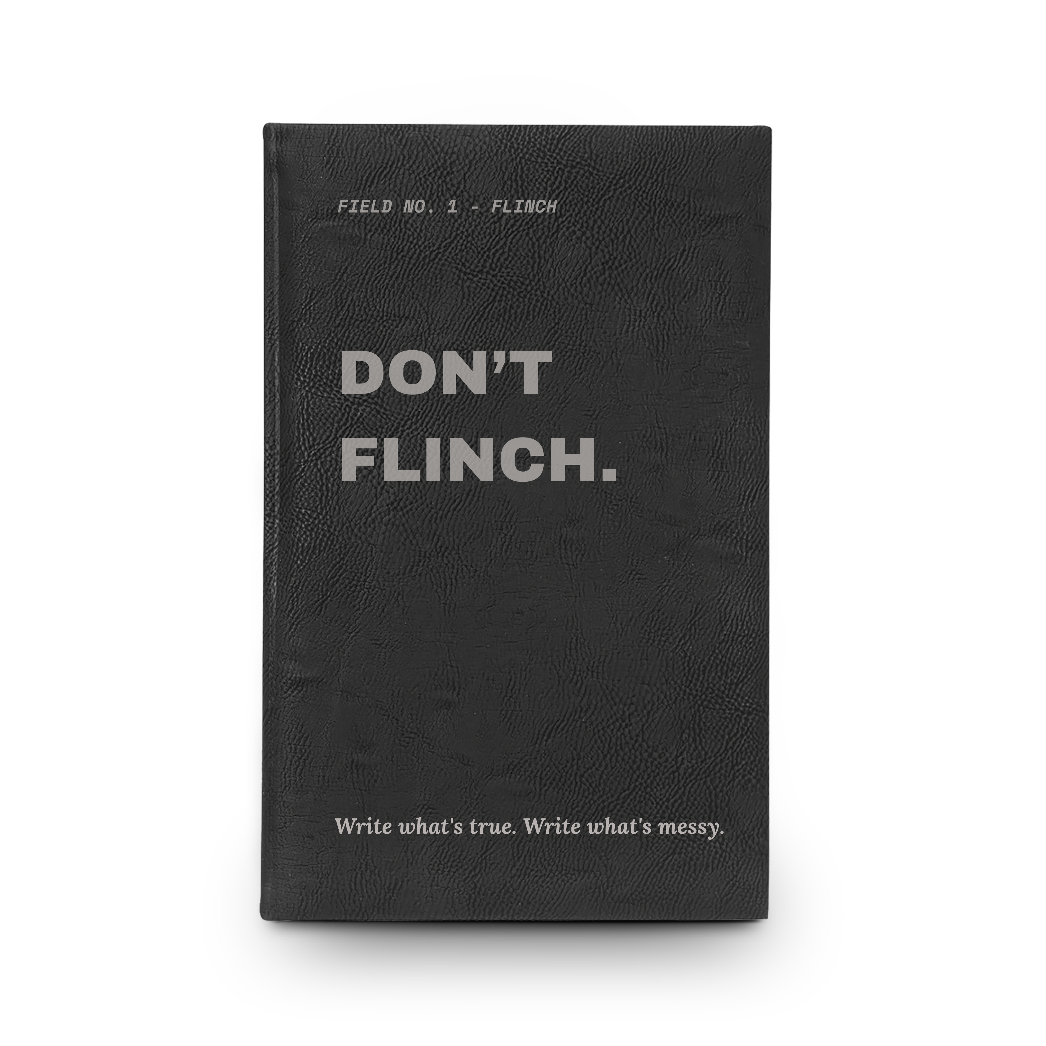 Don't Flinch motivational journal in teal colorway, vegan leather keepsake notebook