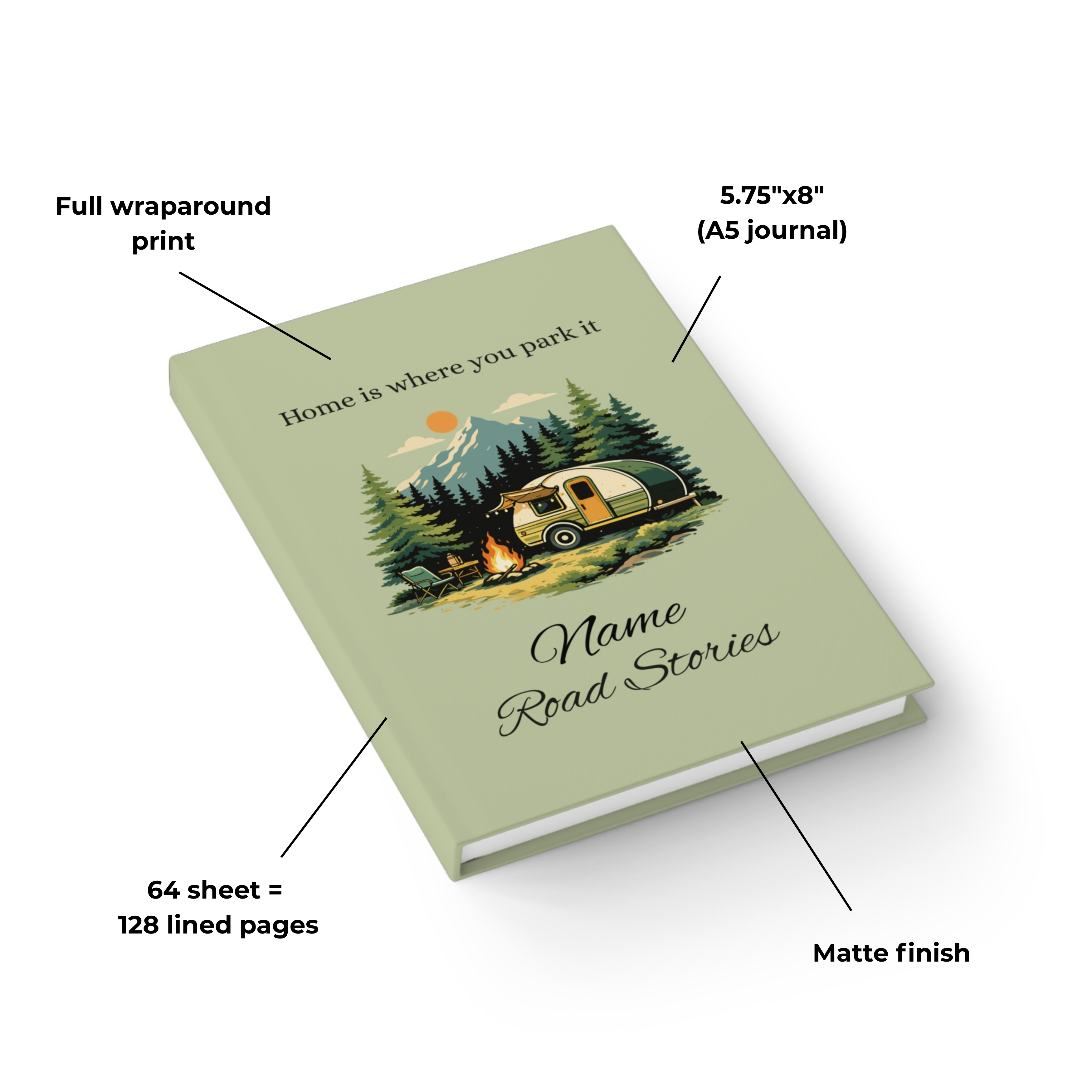 Camping Travel Journal — Personalised Road Trip Notebook for Adventurers