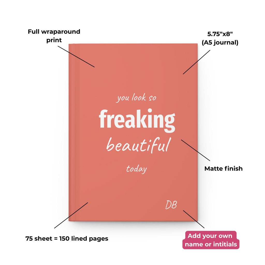 Coral Freaking Beautiful journal features: full wraparound print, matte finish and 150 lined pages