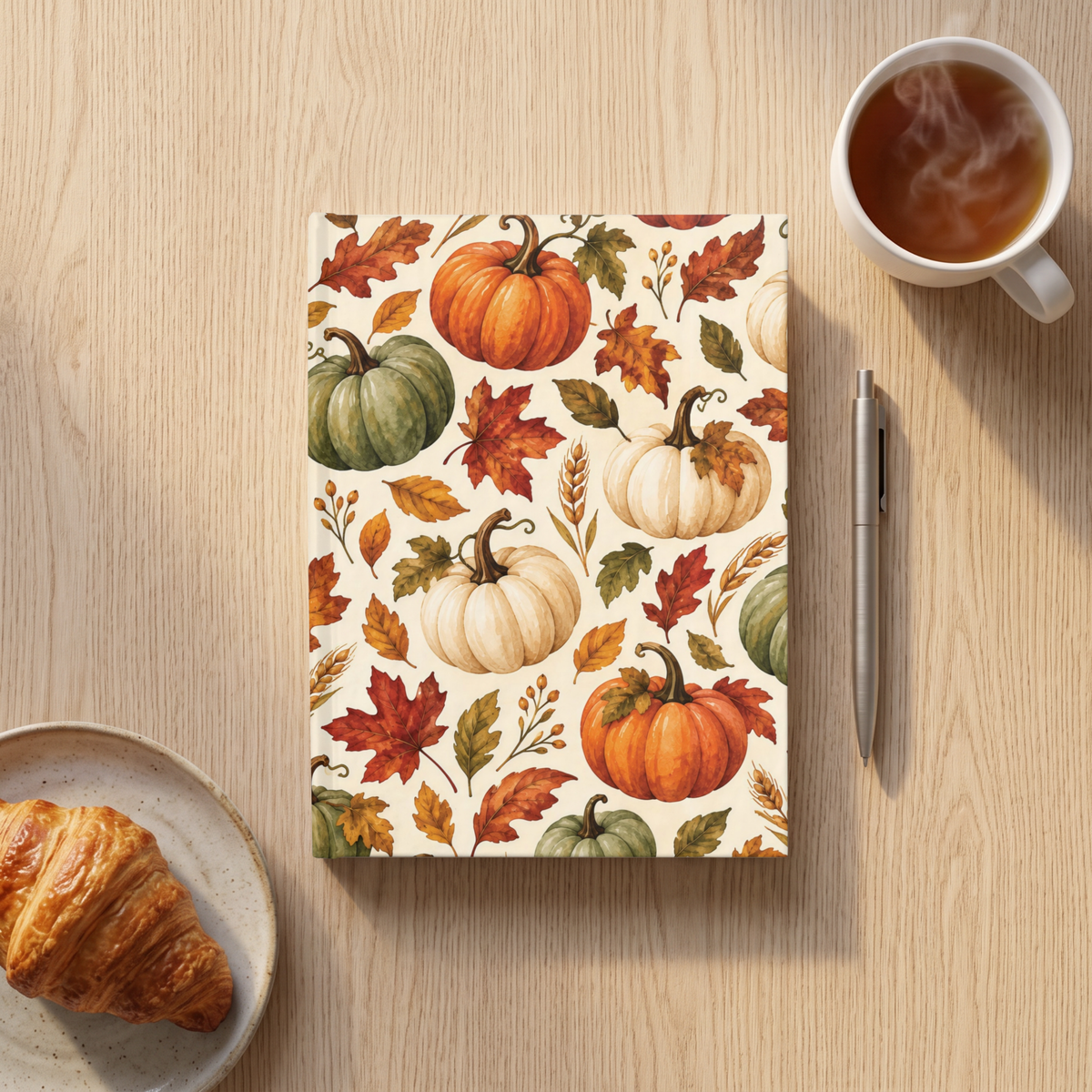 Autumn Pumpkins watercolor fall journal, 5x7 ruled hardcover notebook — photo 4