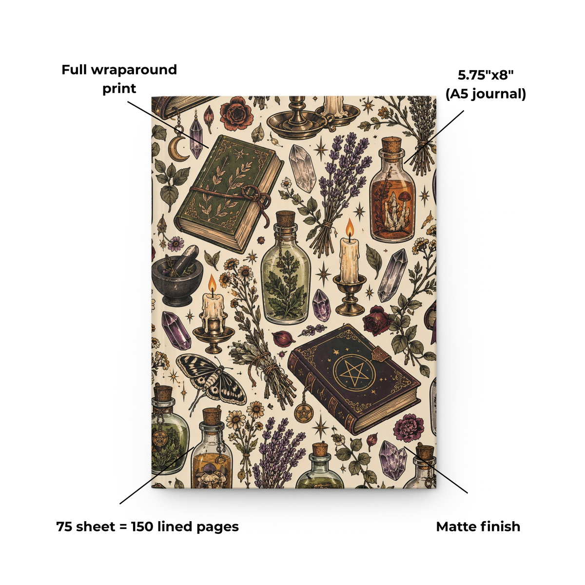 P027 Apothecary Pattern Journal, Gift for Her