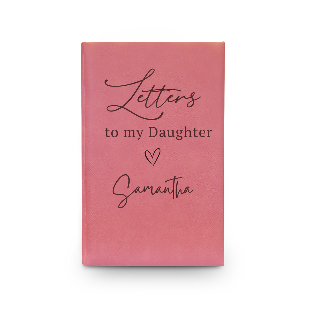 Pink notebook with 'Letters to my Daughter' and a heart on a white background