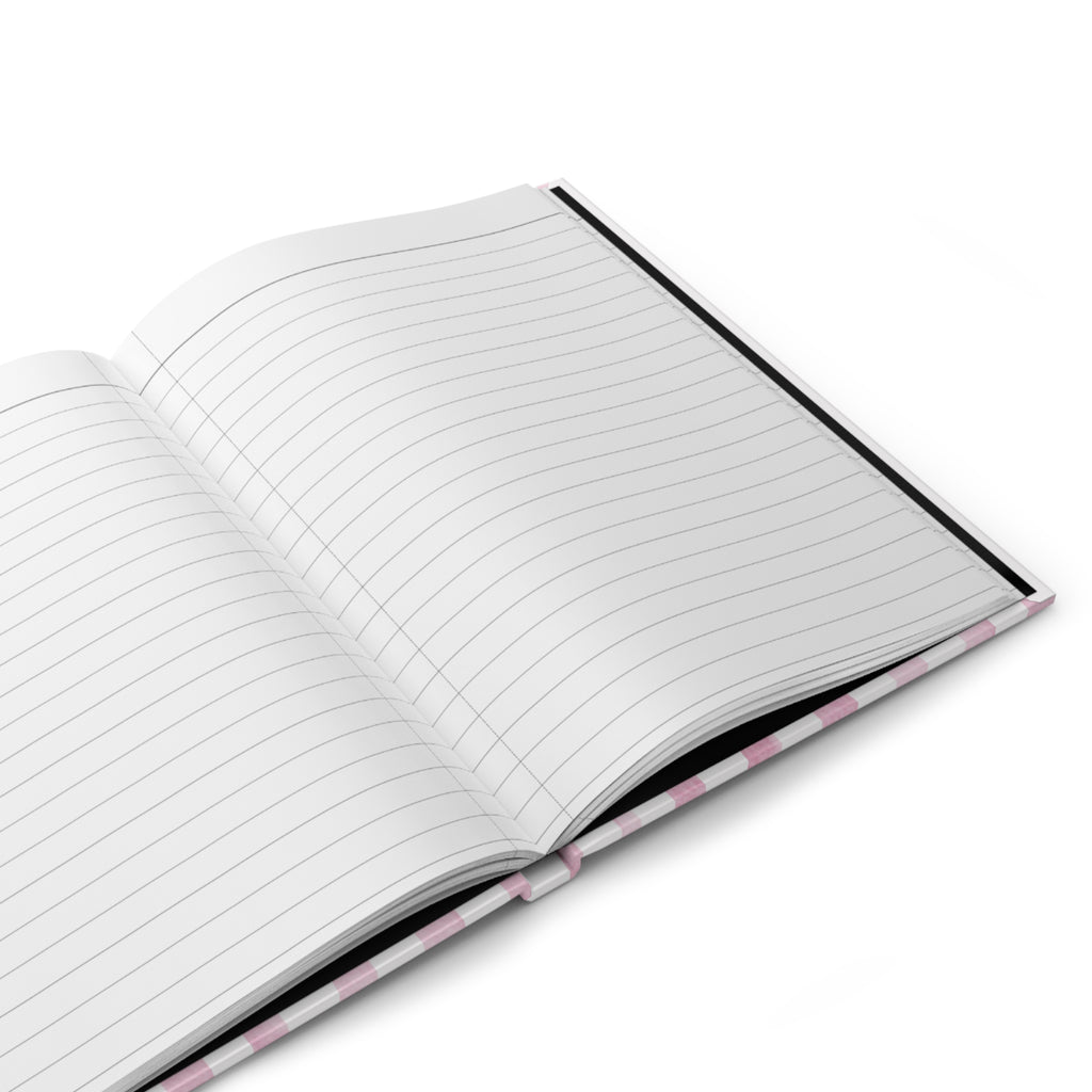 Side view of croissant hardcover journal showing spine and size — personalized notebook for women