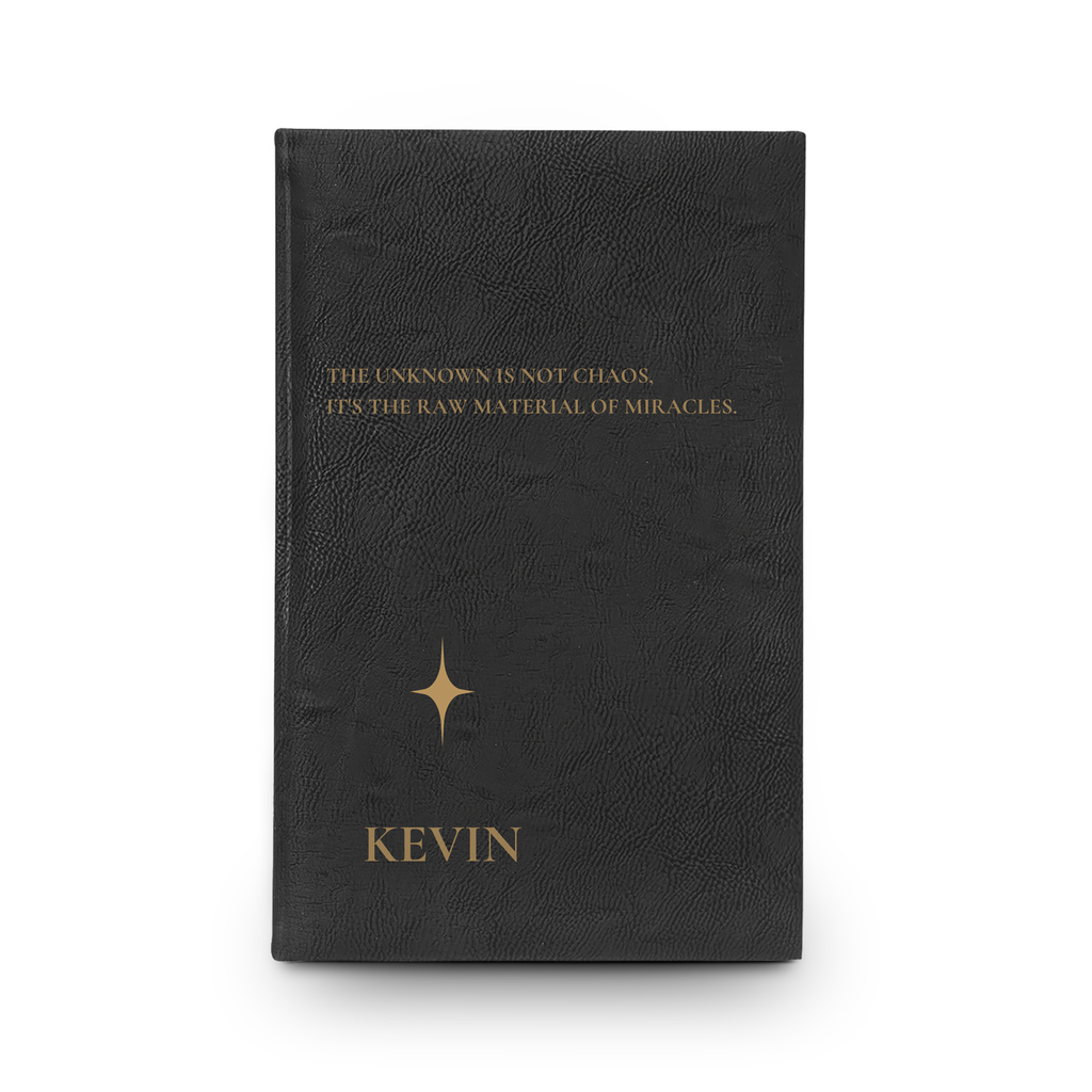 Inside pages of the personalized vegan leather journal showing 112 lined pages